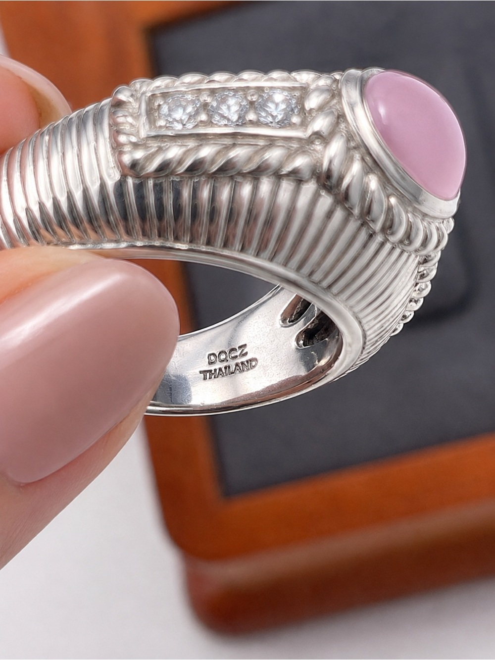 Judith Ripka Sterling Silver 925 Rose Quartz CZ Ring | DQCZ Thailand Size 6 - Picture 6 of 10